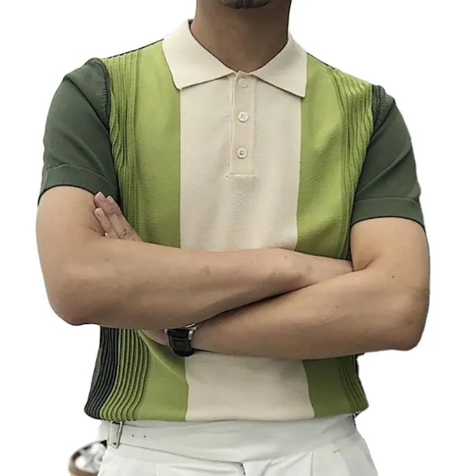 Men's Summer sweater Polo collar knit cedar sweater -4